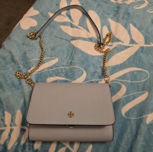 BRAND NEW AUTHENTIC LIGHT BLUE TORY BURCH EMERSON CROSSBODY CHAIN WALLET